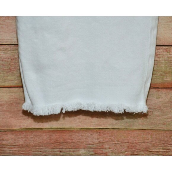 Gap Mid-Rise Girlfriend Ankle Jeans Optic White Size 18R 34 Raw Hem Classic - Picture 4 of 10